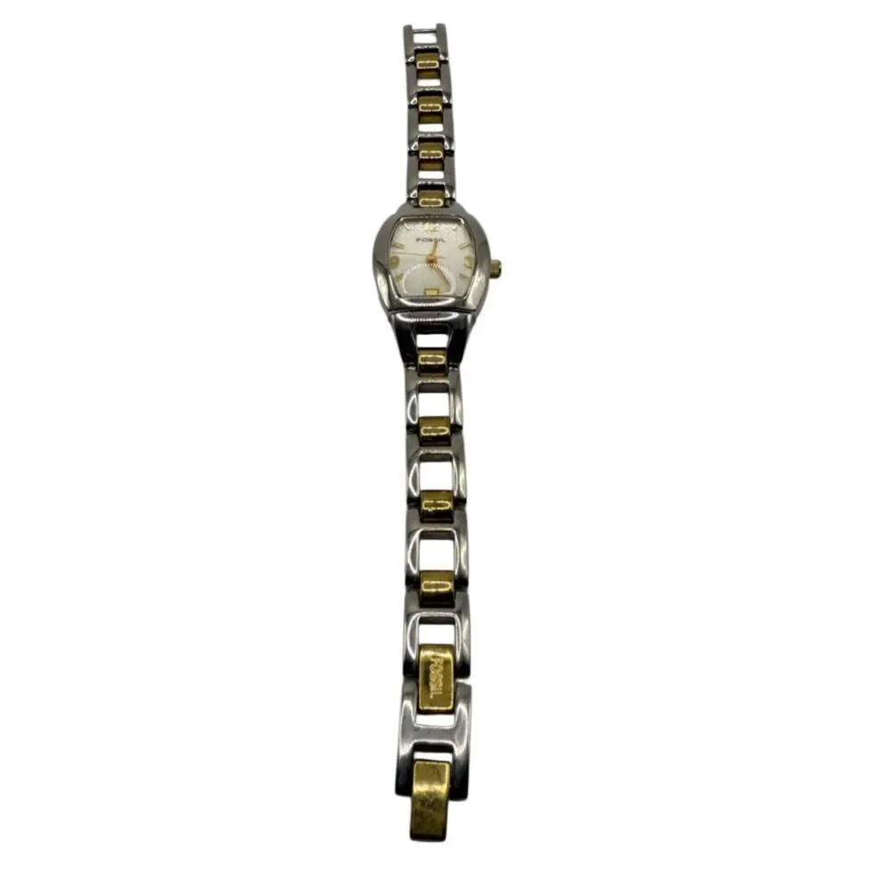 Fossil F2 Silver Tone Oval FaceCase Link Bracelet Band Watch Stainless Steel